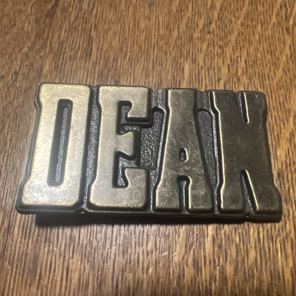 Vintage Western Brass Dean Name Belt Buckle Solid Brass 1970s Gold Tone B12